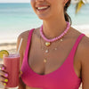 Colorful Acrylic Bead Choker Necklace with Heart Pendant - Image 4