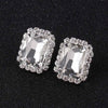 Hot Pink Crystal Clip Earrings For Women Jewelry Charm Geometric Shape Bridal Earrings Wedding Prom Jewelry Gifts - Image 16