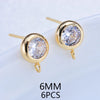(2607) 4MM 6MM 7MM 8MM Gold Color Brass with Zircon Hooks Hole Round Stud Earrings Pins Jewellery Accessories Wholesales - Image 17