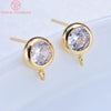 (2607) 4MM 6MM 7MM 8MM Gold Color Brass with Zircon Hooks Hole Round Stud Earrings Pins Jewellery Accessories Wholesales - Image 1
