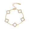 Women's Clear Shiny Zircon Hollow Four-Leaf Flower Bracelet Aesthetic Jewelry Gift Design - Image 6