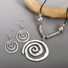 Vintage Bohemian Style Metal Spiral Pendant Necklace Earrings for Women Creative Two-piece Beach Vacation Jewelry Set - Image 3