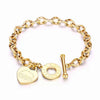1pc Stainless Steel Bracelet With Heart Pendant, Double Heart OT Buckle Couple Bracelet Unisex - Image 7