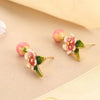 Colorful Enamel Flower Stud Earrings for Women Elegant Floral Petal Crystal Drop Earrings Jewelry Gift for Her - Image 5