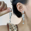 Sparkling Rhinestone Inlaid Imitation Pearl Tassel Earrings, Elegant Banquet Party Charm Jewelry, Gifts - Image 5