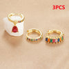 3PCS Colorful Cubic Zirconia Stainless Steel Hoop Earrings Set for Women Pendant Water Drop Earring Cartilage Piercing Jewelry - Image 2