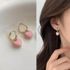 Romantic Pink Heart Shape Drop Earrings for Women Minimalist Gold Color Geometry Hoop Earrings Temperament Party JewelryGifts - Image 1