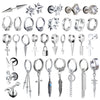 1Pair Punk Lock Lightning Chain Feather Leaf Stainless Steel Male Woman's Piercing Hoop Earring for Man Jewelry Vintage - Image 1