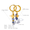 Asymmetric Stone and Eight Pointed Star Combination Pendant Earrings for Women, Stainless Steel Hoop Jewelry - Image 6
