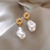 Irregular Water Droplet Imitation Pearl Dangle Earrings for Women Geometry Oval Metal Sheet Drop Earrings Party Retro Jewelry - Image 7