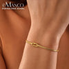 Gold Silver Stainless Steel Art Deco Knot Slim Snake Chain Bracelet Couple Social Art Jewelry - Image 3