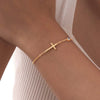 Stainless Steel Gold Color Cross Chain Bracelet for Women Shiny CZ Zircon Charm Hand Bracelet Wedding Jewelry Gift - Image 4