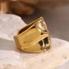 Personality Irregular Hammered Texture Wide Opening Ring Stainless Steel Charm Party Jewerly Women - Image 5