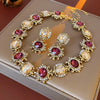 Vintage Purple Rhinestone Necklace Drop Earrings for Women Palace Style Geometric Round Necklace Earrings Ladies Jewelry Sets K - Image 1