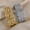 316L Stainless Steel Leaves Wide Chunky Bangles Bracelets for Women Unique Design Wrist Bracelet Jewelry - Image 2