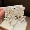 Vintage Imitation Pearls Flower Earrings for Women Handmade Beading Tassels Long Earring Bridal Wedding Party Jewelry - Image 4
