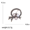 Rhinestone Flower Brooch Pin with Pearl and Leaf Designs - Image 35