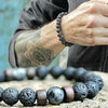 8mm Volcanic Stone Bracelet for Men Lava Wooden Beads Bracelet Tibetan Buddha Male Wrist Chain Jewelry Handmade Elastic Bracelet - Image 1