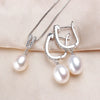 Ywyc Horseshoe 8-9mm Rice Freshwater Pearl Earrings&Necklaces Jewelry Set for Women Silver 45cm Pendant Necklace - Image 3