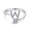 Silver Initial Rings for Women Girls, Adjustable Initial Rings Cubic Zirconia Stackable Alphabet Letter Rings Gift - Image 31
