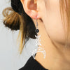Crescent Goddess Black Birthstone Stainless Steel Earrings Triple Moon Wicca Pentagram Gothic Drop Earrings - Image 2