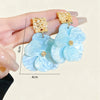 Elegant and Three-Dimensional Acetate Acrylic Double-Layer Flower Splicing Earrings, Fairy-Like Niche Earrings - Image 5
