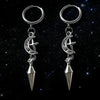 Punk Rock Pointed Star Moon Pendant Earrings for Women Men Hiphop Geometric Metal Circular Ear Buckle Earrings Gothic Jewelry - Image 5