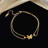 Stainless Steel Metal Double Layer Butterfly Anklet For Women Gold Color Adjustable Feet Chain Anklet Jewelry Gifts - Image 5