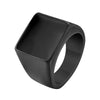 14mm Square Signet Ring for Men Boys, Black Stainless Steel with Enamel Stamp Finger Band, Punk Simple Male Ring - Image 7