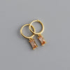 Multicolor Zircon Water Drop Small Hoop Earrings for Women Stainless Steel Pendant Piercing Earrings - Image 23