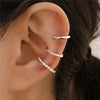Geometric Double Layer Ear Cuff with Cubic Zirconia No Piercing Needed - Image 12
