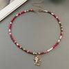 Christmas Necklaces for Women Girls Handmade Rice Beads X'mas Tree Santa Claus Snowman Gift Necklace Pendant Year Jewelry - Image 13