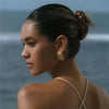 Gold Plated Wave Texture Stud Earrings Chunky Geometric Square Earrings Jewelry for Women - Image 2