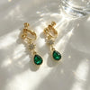 Baroque Water Drop Green Crystal Earrings French Court Style Blue Rhinestone Pearl No Pierced Ear Clips for Women's Gifs - Image 18