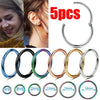 5pc 6/8/10mm Nose Ring Hinged Clicker Segment Nose Rings Helix Cartilage Septum Hoop Stainless Steel Seamless Earrings - Image 11