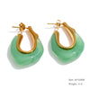 Multicolor Resin Hoop Earrings with Round and Square Shapes - Image 10