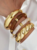 Four-Piece Resin and Acrylic Bangle Set in Multicolor and Gold-Tone or Silver-Tone Styles - Image 11