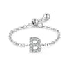 Silver 26 English Letters Adjustable Chain Finger Rings For Women Wedding Anniversary Jewelry - Image 24