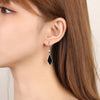 Stamp Silver Needle Black Rhombus Dangler Zircon Drop Earrings For Women Jewelry Girl Gift - Image 4