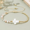 Boho Cross Pendant Adjustable Bracelet Colorful Beads Gold Accents Handmade String Bracelet for Women Religious Jewelry - Image 1