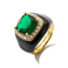 HECHENG,Multicolor Enamel Dripping Oil Zircon Open Ring For Women Adjustable Gold Plated Chunky Finger Rings Gift - Image 10