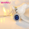 Silver Plated Women Wedding Engagement Jewelry Sets Princess Oval Zircon Crystal Necklace Earrings Ring - Image 4