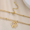 Double Female Symbol Pendant Choker Stainless Steel Double Layer Necklace for Women Jewelry Birthday Gift - Image 2