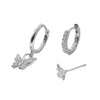 3PCS Unique Cubic Zircons Star Dangly Hoop Earrings Set for Women Tiny Stud Ear Cartilage Piercing 3 Holes Mismatched Jewelry - Image 16