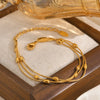 Stainless Steel Oval Beads Bracelets, Women Gold Plated Snake Chain Bracelets, 3 Layers Stacked Chain Bracelets - Image 6