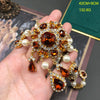 Vintage accessories Rhinestone gemstone set with Pearl Drop drop temperament everything necklace earrings - Image 3