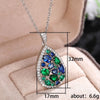 Geometric Green/Blue Cubic Zirconia Necklace for Women Silver Color Chain Women Wedding Jewelry - Image 6