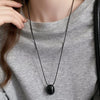 Retro Oval Sweater Chain Adjustable Drawable Black Rope Women Necklace Collarbone Chain Women - Image 5