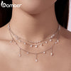 Silver Dancing Zircons Necklace Sparkling Crystal Round Beads O-Chain Link for Women Stacking Gift - Image 3