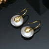 OL Freshwater 11-13mm White Button Shape Baroque Pearl Earring Silver Ear Hook Jewelry for Women - Image 3